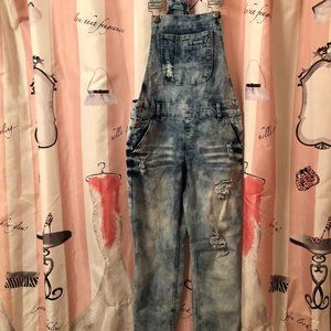 Distressed  Denim Overalls